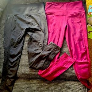Burgundy XS Victoria secret leggings and black small Fabletics leggings